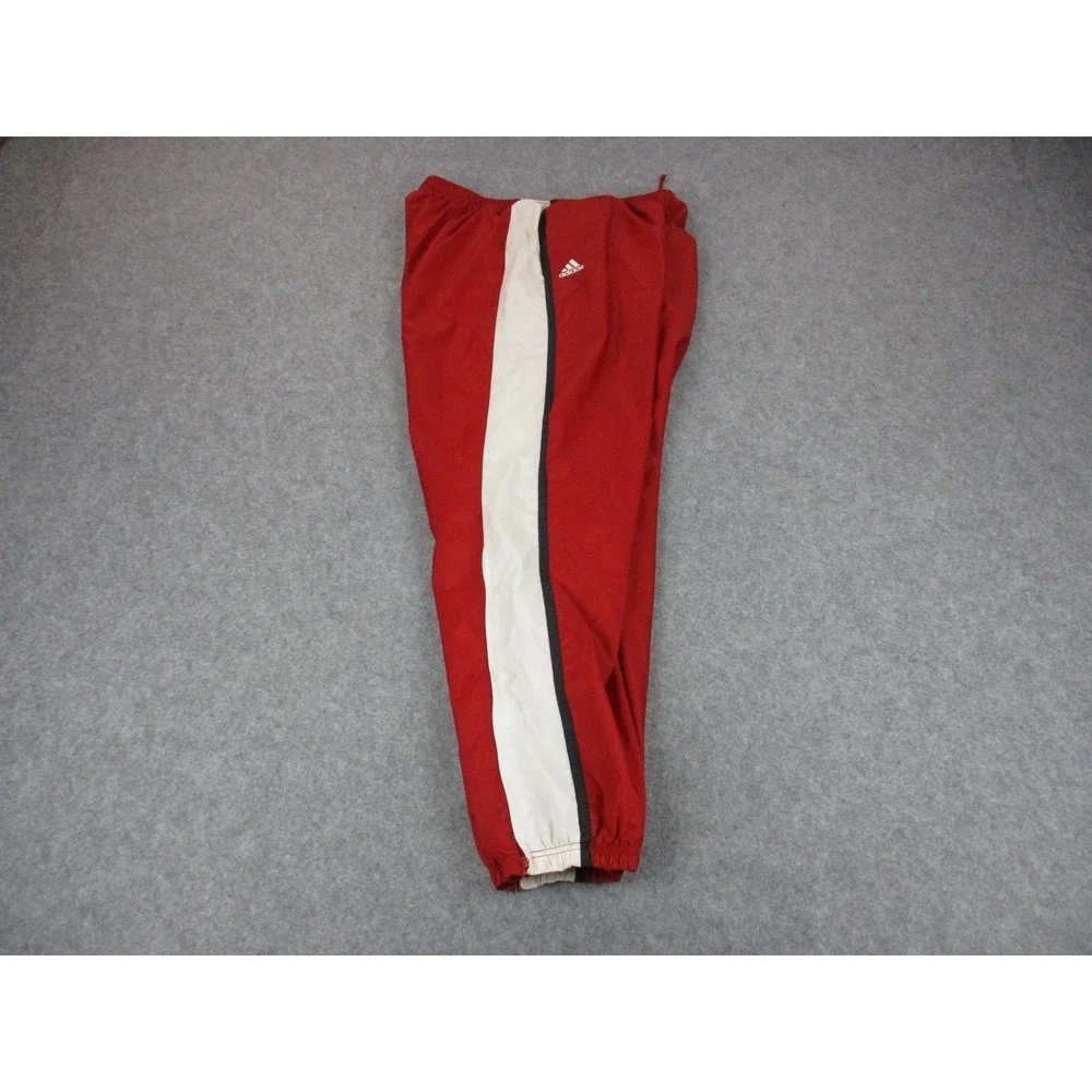 VINTAGE Adidas Pants Mens 3XL XXXL Red White Adidas Team Mesh Track Pockets
